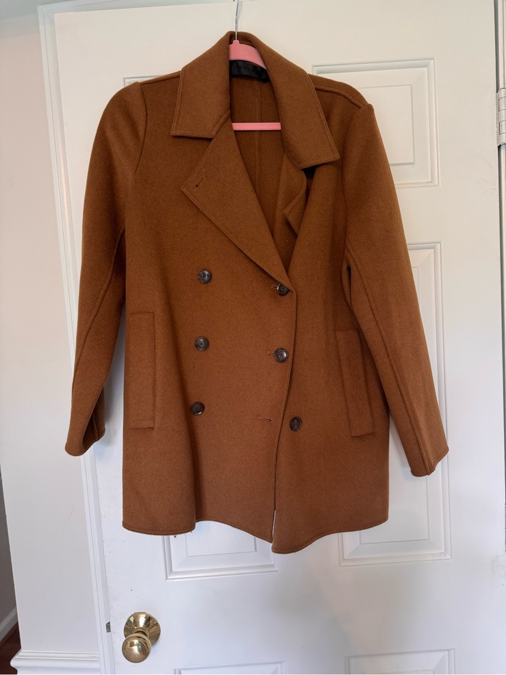 Jenni Kayne Double-Breasted Pea Coat in Camel Brown
